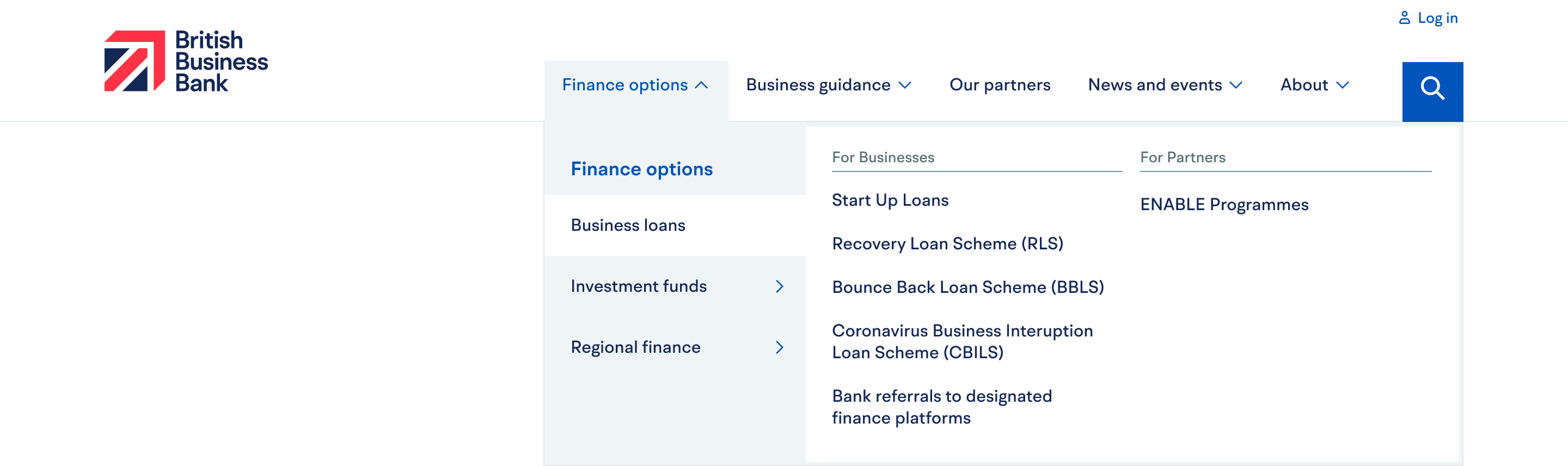 New BBB dropdown navigation