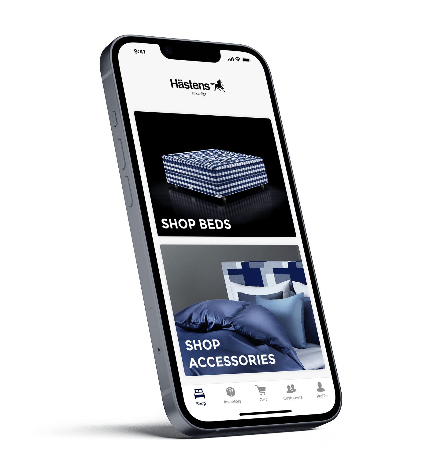 Hästens store app mockup